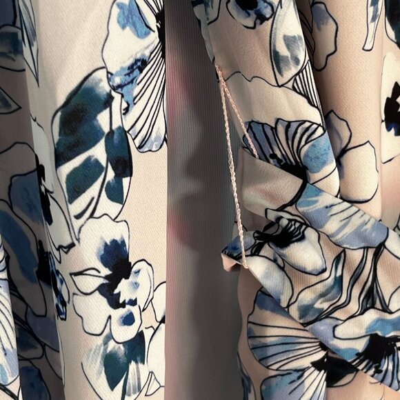 Parker Tie Waist Pink Floral Mini Dress Bishop‎ Sleeve V-Neck Size XS - Picture 9 of 12